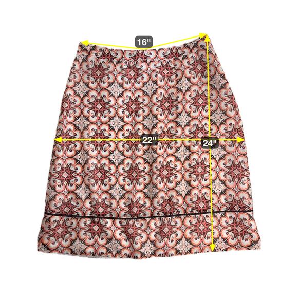 Vintage Jaclyn Smith Y2K Orange Print A-Line Midi Skirt Lined Womens Size 10 - Picture 12 of 12